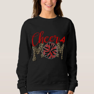 Camiseta Mãe Mãe Leopardo Imprime Pom Preto E Vermelho