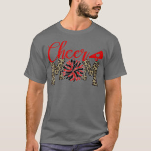 Camiseta Mãe Mãe Leopardo Imprime Pom Preto E Vermelho