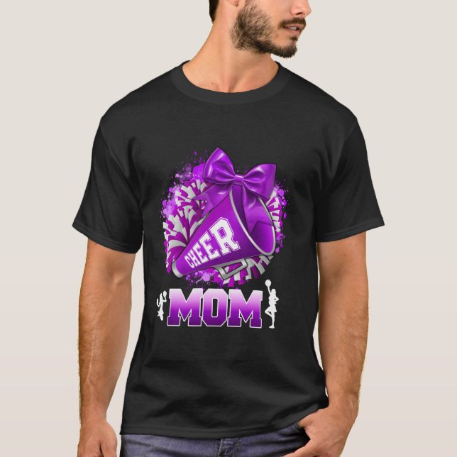 Camiseta Mãe, Mãe Roxo Pom Megaphone Arco Coquette Fo (Frente)
