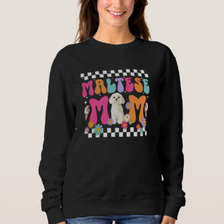 Camiseta Mãe Maltesa De Uma Mamãe Maltesa Groovy Mãe Maltes