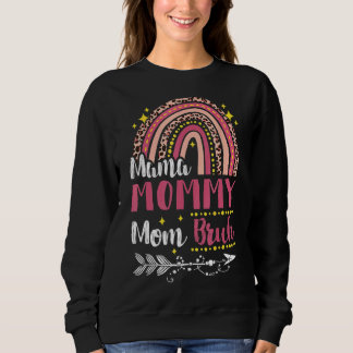 Camiseta Mãe Mamãe Mãe Bruh Rainbow Mamãe Leopardo Rosa E