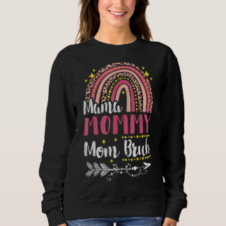 Camiseta Mãe Mamãe Mãe Bruh Rainbow Mamãe Leopardo Rosa E