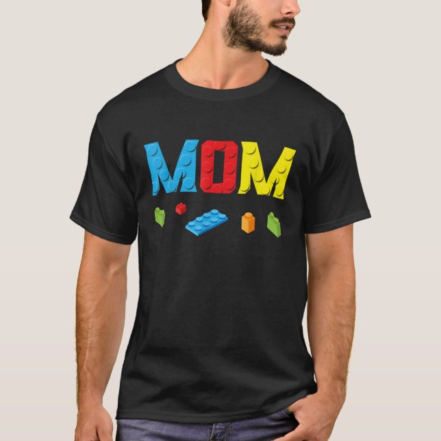 Camiseta Mãe Master Builder Construindo Tijolos Blocos Famí (Frente)