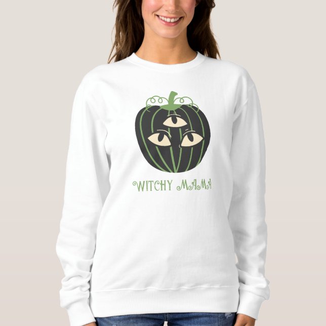 Camiseta Mãe Moderna de Halloween de Pumpkin de Três Olhos (Frente)