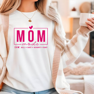 Camiseta Mãe Modo Engraçado Simples Tipografia de Script Mo