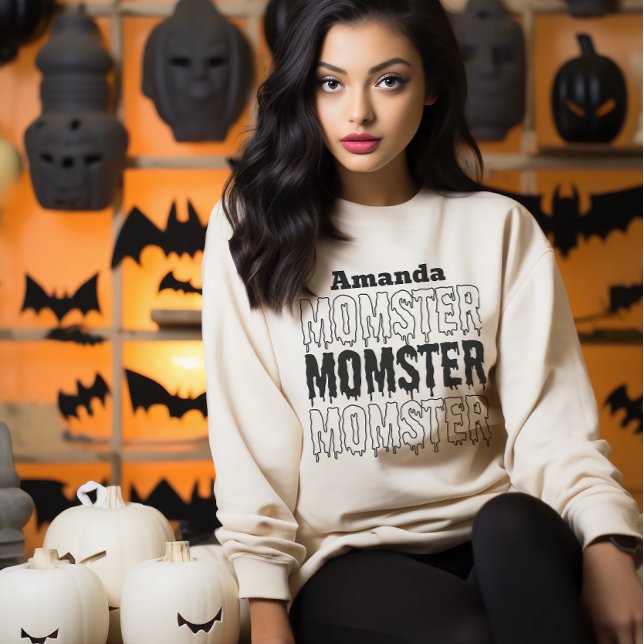 Camiseta Mãe Momster Halloween é uma estação assustadora (Mom Momster Halloween fall spooky season Sweatshirt)