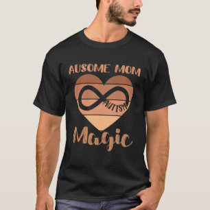 Camiseta Mãe Negra Autista Mãe Ausome Magia Símbolo Autista
