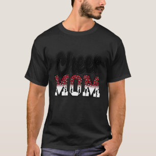 Camiseta Mãe Negra Leopardo Vermelho Negra Letra Pom Pom