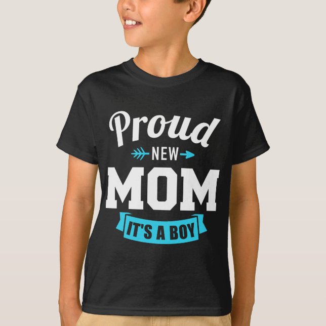 Camiseta Mãe nova e orgulhosa... é uma revelação de gênero  (Frente)