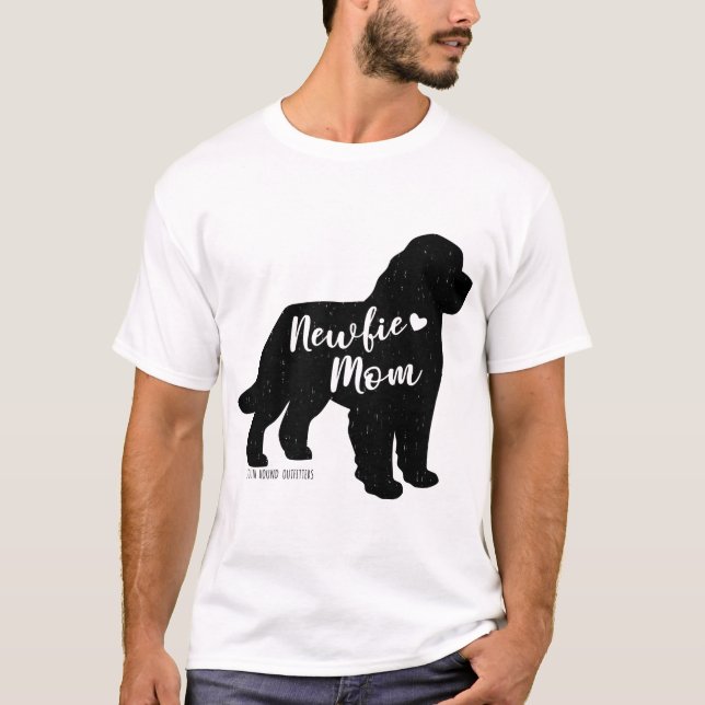 Camiseta Mãe Nova, Silhueta de Cachorro da Terra Nova (Frente)