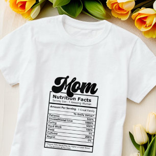 Camiseta Mãe Nutrição Fala Preto e Branco Moderno Engraçado