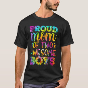 Camiseta Mãe Orgulhosa De 2 Meninos Incríveis Para Mulheres