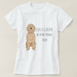 Camiseta Mãe Orgulhosa de Goldendoodle Nome Personalizado P