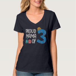 Camiseta Mãe Orgulhosa de Três Camisas-T