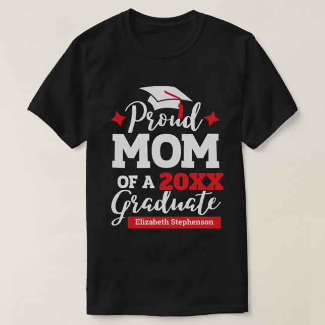 Camiseta Mãe orgulhosa do formando vermelho e branco (Frente do Design)