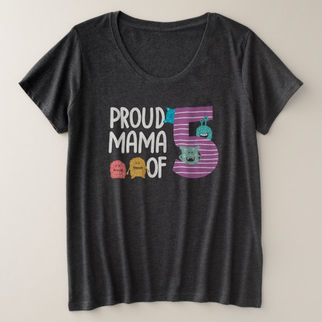 Camiseta Mãe Orgulhosa dos Cinco (Frente do Design)