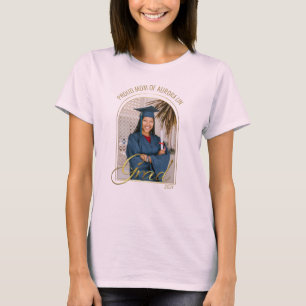 Camiseta Mãe Orgulhosa e Moderna do Formando Foto Pink Boho
