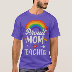 Camiseta Mãe Orgulhosa E Professora Rainbow Heart Lgbtq Gay