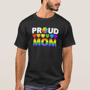 Camiseta Mãe Orgulhosa Família Sunflower Rainbow Heart Lgbt