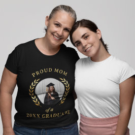 Camiseta Mãe Orgulhosa Personalizada de um Graduado Foto Gr