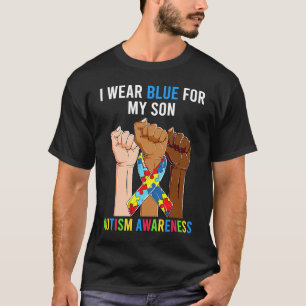 Camiseta Mãe Pai Autismo Levante as Mãos Eu Uso Azul Pelo M