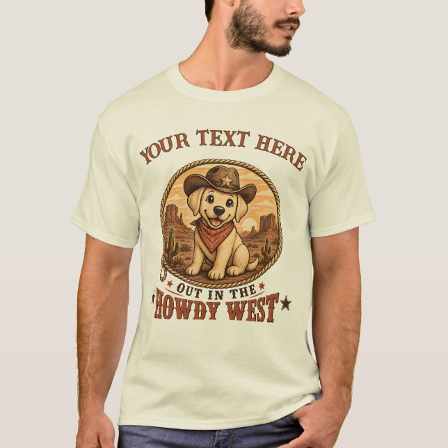 Camiseta Mãe/Pai de Labrador Personalizado Cowboy (Frente)