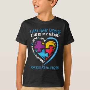 Camiseta Mãe Pai Eu Visto Azul Para Meu Autismo Filha