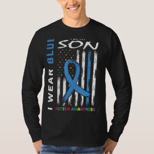 Camiseta Mãe Pai Eu Visto Azul Para Meu Filho Autismo Sensi