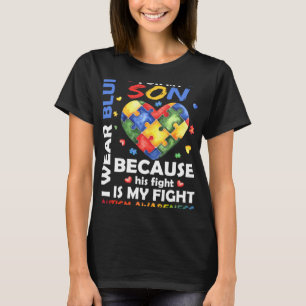Camiseta Mãe Pai Eu Visto Azul Para Meu Filho Autismo Sensi