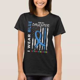 Camiseta Mãe Pai Eu Visto Azul Para Minha Filha Autismo Awa