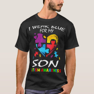 Camiseta Mãe Pai Eu Visto Azul Para O Meu Filho Autismo Awa