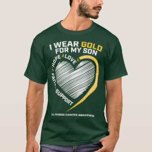 Camiseta Mãe Pai Eu Visto Dourado Para Meu Filho Cancer De 