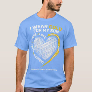 Camiseta Mãe Pai Eu Visto Dourado Para Meu Filho Cancer De