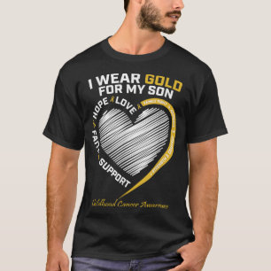 Camiseta Mãe Pai Eu Visto Dourado Para Meu Filho Cancer De 