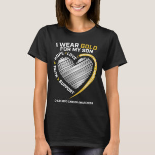 Camiseta Mãe Pai Eu Visto Dourado Para Meu Filho Cancer De