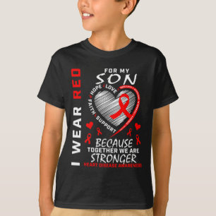Camiseta Mãe Pai Eu Visto Vermelho Para Meu Filho Doença Ca