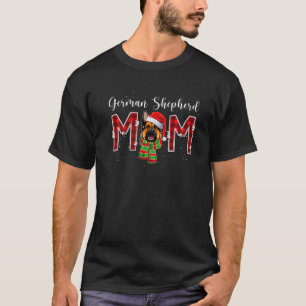 Camiseta Mãe Pastor Alemão Chapéu Papai Noel Xadrez Mãe Cac