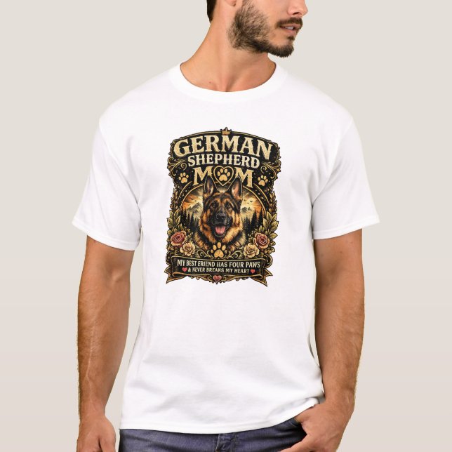 Camiseta Mãe Pastora Alemã Quatro Patas  (Frente)