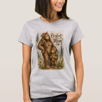 Camiseta Mãe Pé Grande Aquarela Floresta Arte de Família Cr