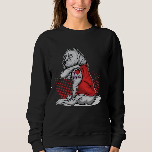 Camiseta Mãe Pitbull do Cachorro Eu Amo a Mãe Tatuagem Pitb (Frente)