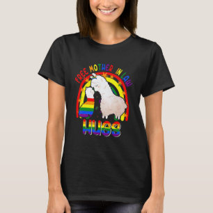 Camiseta Mãe política gratuita Abraça Duas Lhamas Orgulhosa