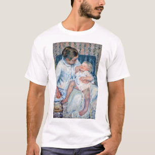 Camiseta Mãe prestes a lavar seu filho sonolento, Cassatt