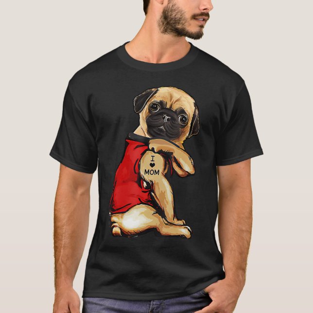 Camiseta Mãe Pug Amor Colorido Pugs (Frente)