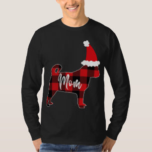 Camiseta Mãe Pug Cachorro Natal Mamãe Pajama Xadrez Vermelh