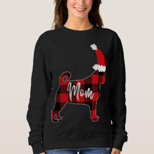 Camiseta Mãe Pug Cachorro Natal Mamãe Pajama Xadrez Vermelh