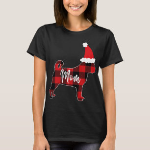 Camiseta Mãe Pug Cachorro Natal Mamãe Pajama Xadrez Vermelh