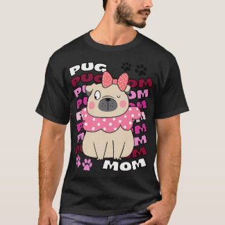 Camiseta Mãe Pug Mãe de Pug Mãe Pug Fofa Dona de Pug Pug 