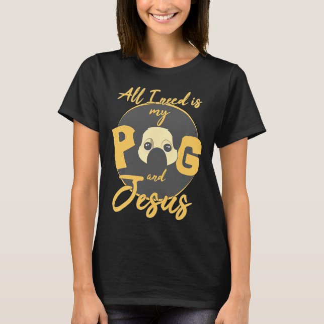 Camiseta Mãe Pug Pai Cristão Jesus Amante de Cães Presente  (Frente)
