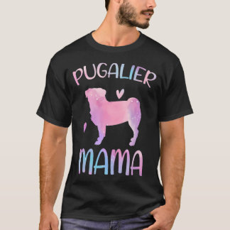 Camiseta Mãe Pugalier, Mãe de Cachorro Aquarela, Mamãe do C
