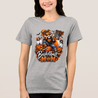Camiseta Mãe Raposa de Basquete de Halloween – Mãe de Cesta